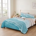 thumbnail image 2 of Queen Quilt Set 90''x96'', Blue Coastal Wave Lightweight Summer Bedspread Coverlet Set with 2 Pillow Shams, Summer Modern Ocean Beach Breathable All Season Quilt Bedding for Bedroom/Guest Room, 2 of 9