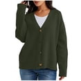 thumbnail image 4 of BODOAO Women's Solid V Neck Button Down Long Sleeve Lightweight Basic Cotton Soft Knit Cardigan Sweaters Women's Autumn Winter Solid Color Long Sleeved Warm Knit Cardigan Sweater Jacket Green Xxl, 4 of 9