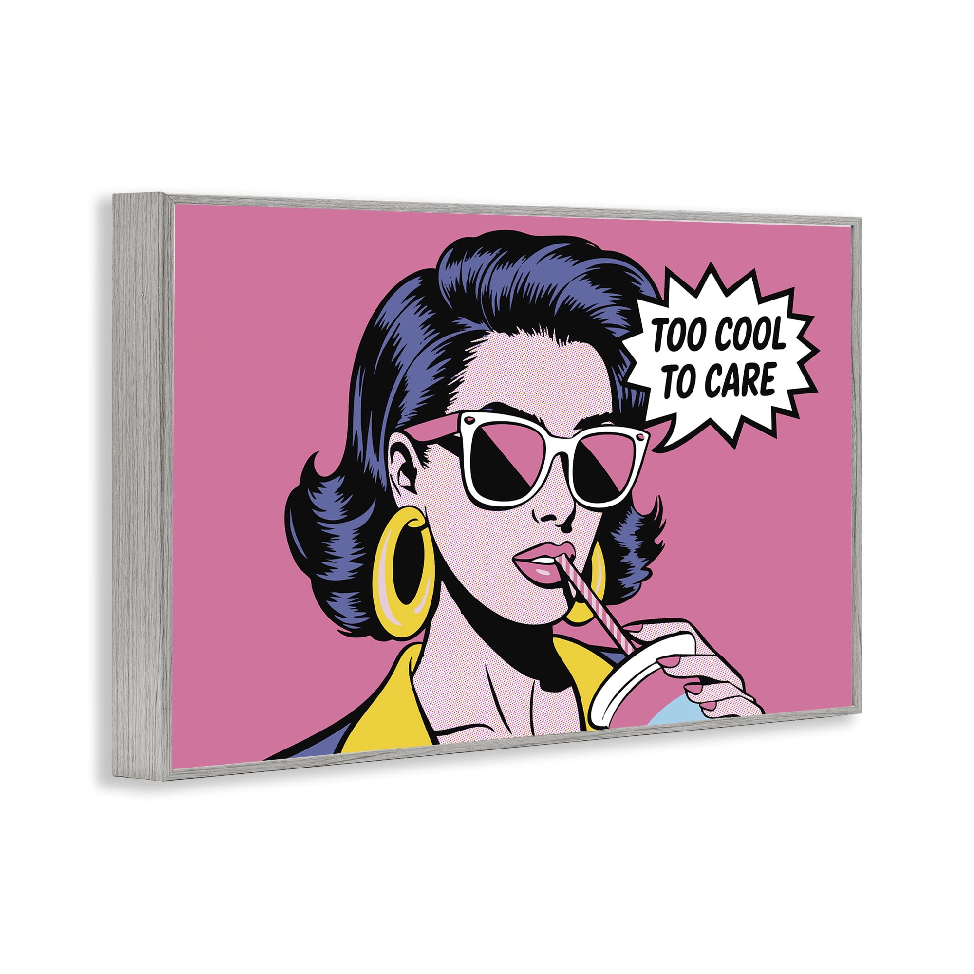 Stupell Industries Too Cool To Care Iconic Gray Framed Giclee Art, design by Andreas Magnusson