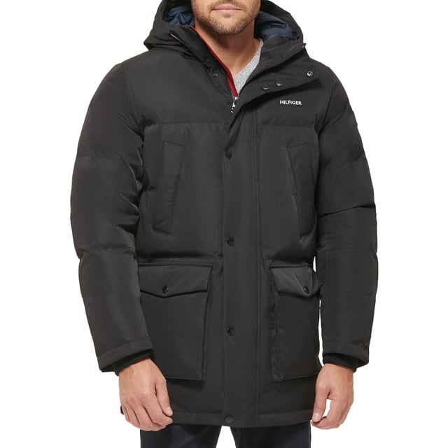 Parka Tommy Hilfiger de tela ártica, peso pesado, negra, XL, para hombre