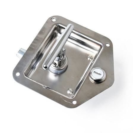 Mobutofu 1Set Silver T-Shape Stainless Steel Toolbox Lock for Truck Toolboxes Outdoor Use
