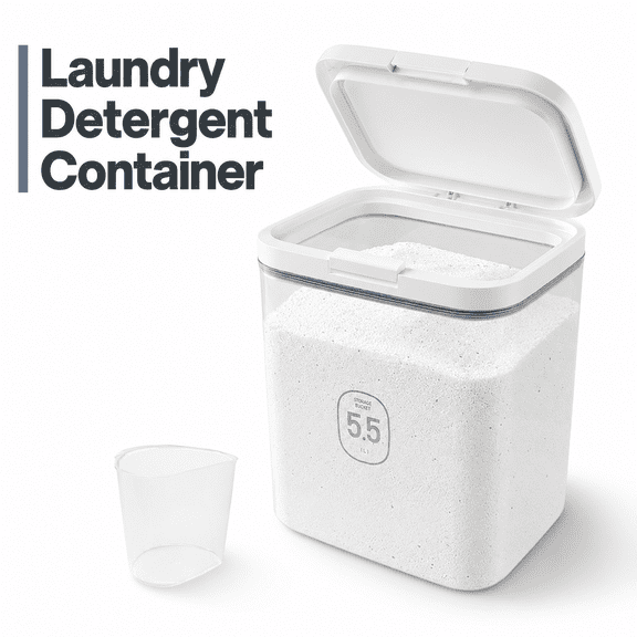 MORAVE 1pack 5.5L One-Press Lid Laundry Detergent Dispenser, Airtight Laundry Powder Container Dishwasher Pod Holder for Bead Powder, Laundry Room Organization and Storage