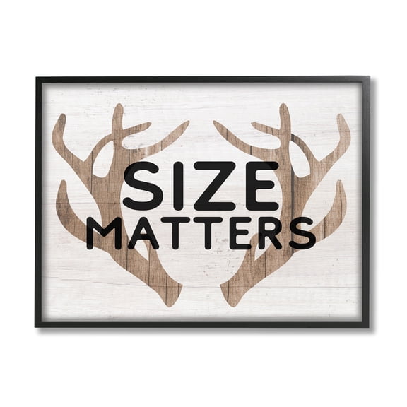 Stupell Industries Size Matters Funny Antlers Rustic Camping Typography Framed Wall Art, 20 x 16, Design by Lil' Rue