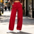 thumbnail image 2 of Lcvrioyc Wide Leg Pants for Women High Waisted Loose Pants Business Work Trousers with Pockets Fall Outfits(Red,X-Large), 2 of 7