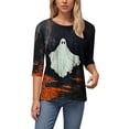 thumbnail image 5 of Godom Halloween T Shirts for Womens 3/4 Sleeve Shirt Crewneck Basic Tees Soft Loose Fit Fall Outfits Fashion Tops 2025, 5 of 6