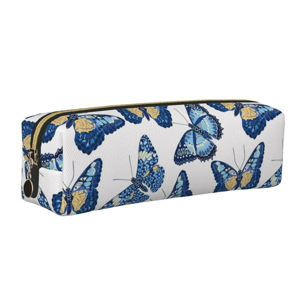 Easygdp Beautiful Butterflies para Estuche de Lápices de Cuero, Estuche de Papelería de Cuero, Estuche de Gran Capacidad con Cremallera