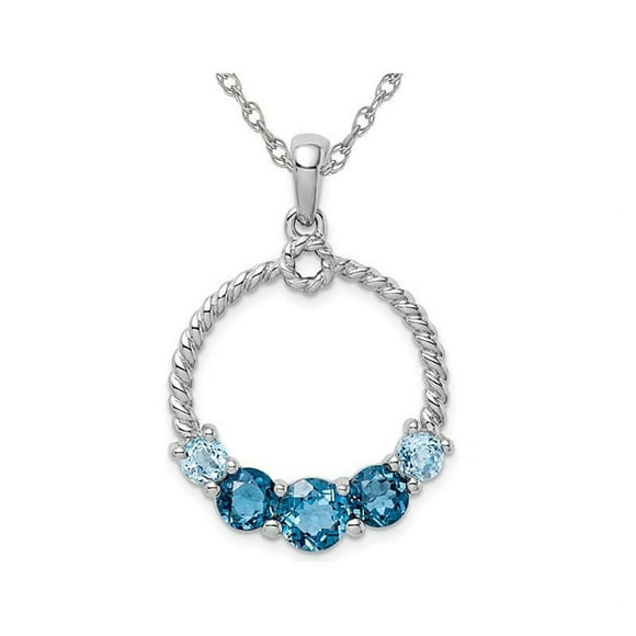 9/10 Carat (ctw) London Blue Topaz Circle Pendant Necklace in Sterling Silver with Chain