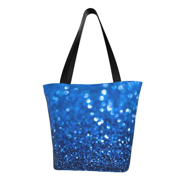 Lsque A Blue Glitter Pattern Beach Tote,Shoulder Handbag,Spacious Tote Bag,Lightweight Travel Bag,Versatile Shopping Bag