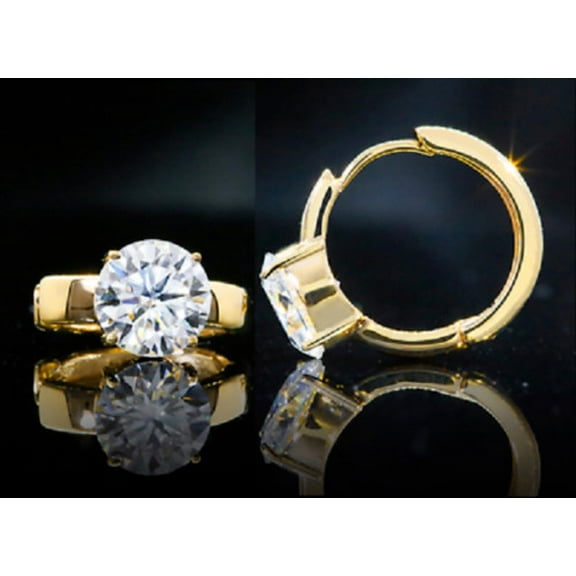 2Ct Lab Created Diamond Diamond Pretty Huggie Hoop Earrings 14K Yellow Gold Plated