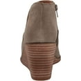 thumbnail image 3 of Lucky Brand Zollie Fossilized Grey Almond Toe Leather Wedge High Heel Booties (Fossilized Grey, 6), 3 of 4