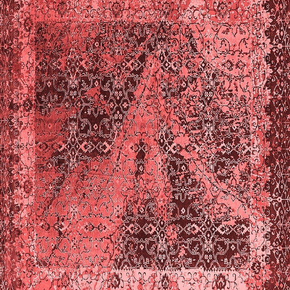 Ahgly Company Indoor Square Oriental Red Industrial Area Rugs, 7' Square