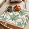 thumbnail image 3 of Spring Floral Placemats Set of 12, Rustic Watercolor White Gradient Yellow Flower Green Leaf Non-Slip Place Mats Washable Table Mats for Kitchen Dining Table Decorations Indoor/Outdoor, 3 of 9