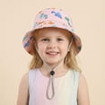 thumbnail image 2 of Krdevn Cartoon Dinosaur Print Kids Fisherman Sun Hat Adjustable Chin Strap Breathable Windproof Wide Brim Cap for Toddler Boys Girls, 2 of 5
