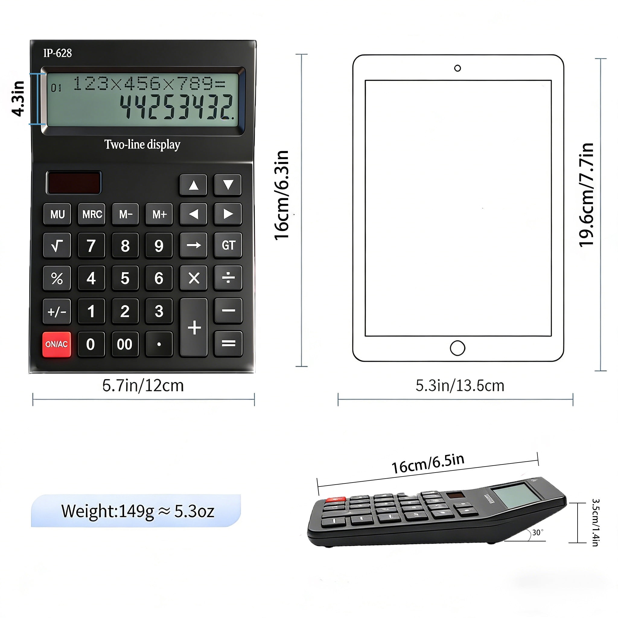 Calculators Desktop, Desk Calculator with Large 2 Line Display, Basic Calculator with Big Button, 4 Function Calculator for Business, Students, Office Supplies (Black)