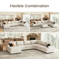 thumbnail image 4 of HONBAY Sectional Corduroy Sofa Bed Convertible 6-Seater Sleeper with Removable Sofa Covers and Storage Ottoman for Living Room, Beige, 4 of 10