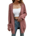 thumbnail image 1 of Gibobby Cárdigan para mujer Suéter de Punto Ligero con Frente Abierto para Mujer Ensambles de Dama Cardigan Elegante de Jersey Abrigos Largos(Rosa caliente,CH), 1 of 4