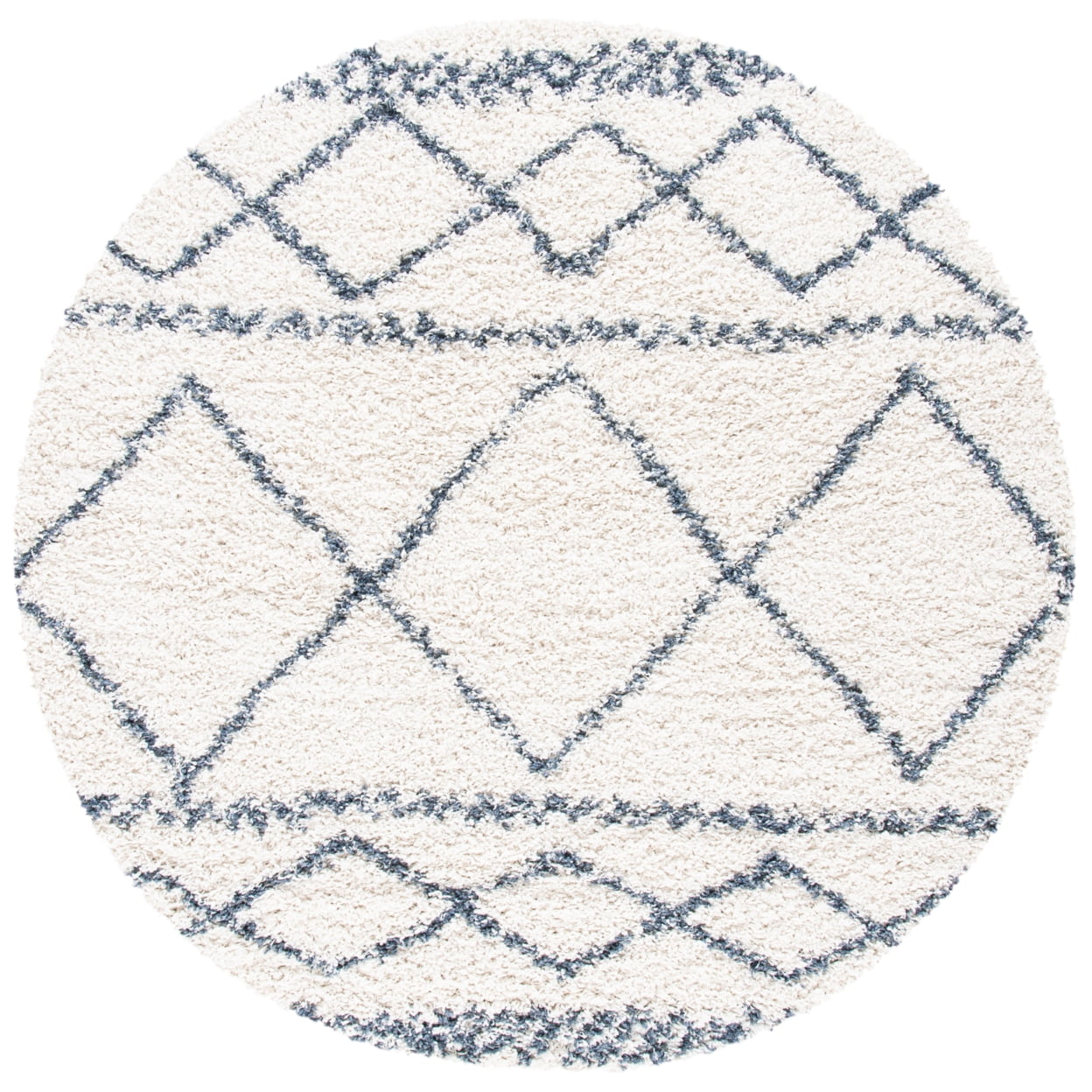 SAFAVIEH Pro Lux Marie Geometric Shag Area Rug, Ivory/Blue, 9' x 12'