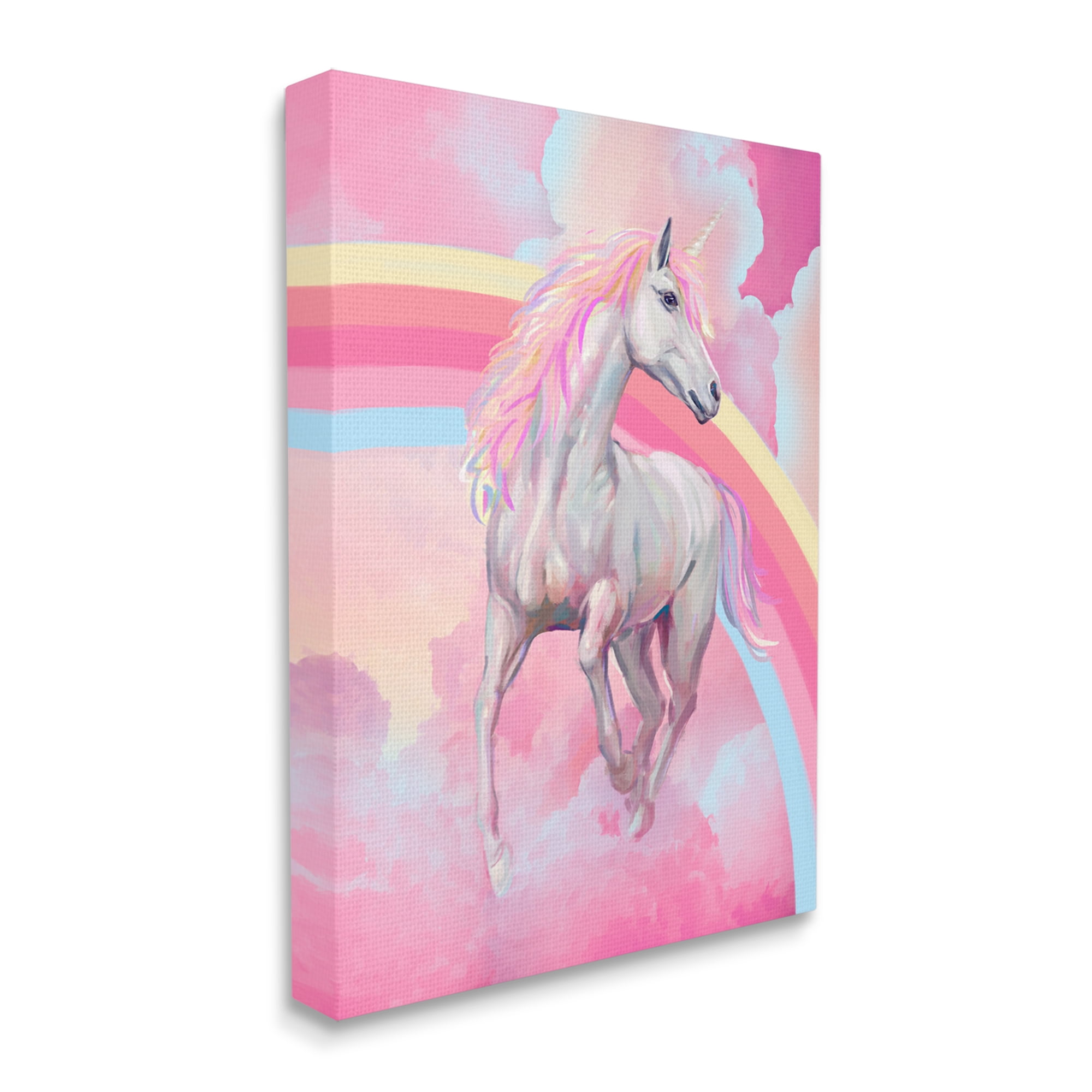 Stupell Industries Pink Unicorn & Clouds Fairy Tales & Fantasy Painting Gallery Wrapped Canvas Art Print Wall Art, 24 x 30