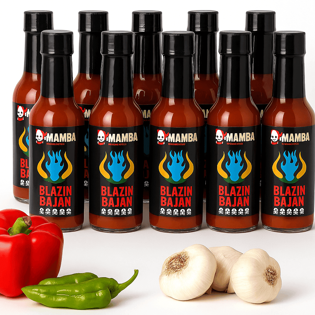 MAMBA Blazin Bajan Hot Sauce, Caribbean Habanero Pepper Sauce with Fruity, Smoky & Sweet Notes, Spicy Condiment for Fish, Potatoes, Soups & Stews