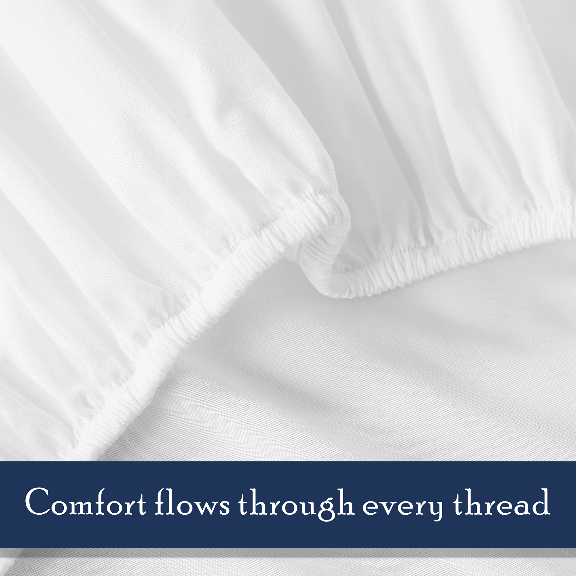 Color Sense 100% Cotton Percale Twin Fitted Sheet, White photo 5