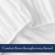 Color Sense 100% Cotton Percale Single Fitted Bedsheet Cool & Crisp Queen White
