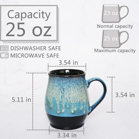 

Extra Large Ceramic Coffee Mug 25 Oz - Dishwasher & Microwave Safe - Big Oversized Tea Cup for Office and Home | Unique Glaze | Sturdy & Durable | Lead-Free and Cadmium-Free