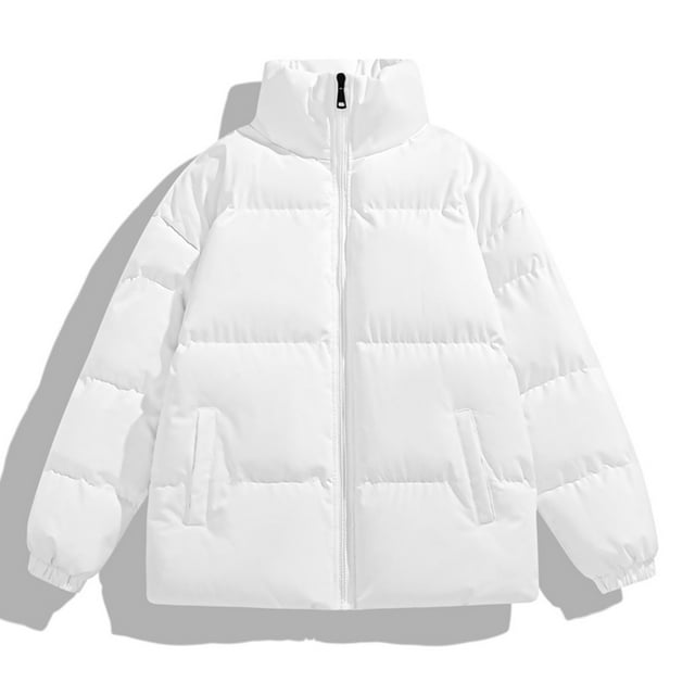 Xuniizn Puffer Jacket Men, Full Zip Solid Color Stand Collar Long Sleeve Ribbed Cuffs Windbreaker Jackets with Pockets, Soft Comfortable Thermal Winter Casual Coats