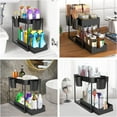 thumbnail image 6 of CJC 2-Tier Under Sink Organizer with Sliding Storage Drawer, Hooks, Hanging Cups, Black, 6 of 9