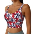 thumbnail image 2 of Vsdgher Palm Tree Pattern on Red Print Women Sleeveless Athletic Tank Top Built-in Bra Camisole Sports Vest for Yoga Running Fitness Exercise with Removable Pads, 2 of 8
