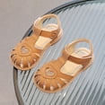 thumbnail image 2 of KPOPLK Girls Leather Soft Open Toe Princess Flat Shoes Summer Sandals(Toddler/Little Kid) Size 8,Brown, 2 of 7
