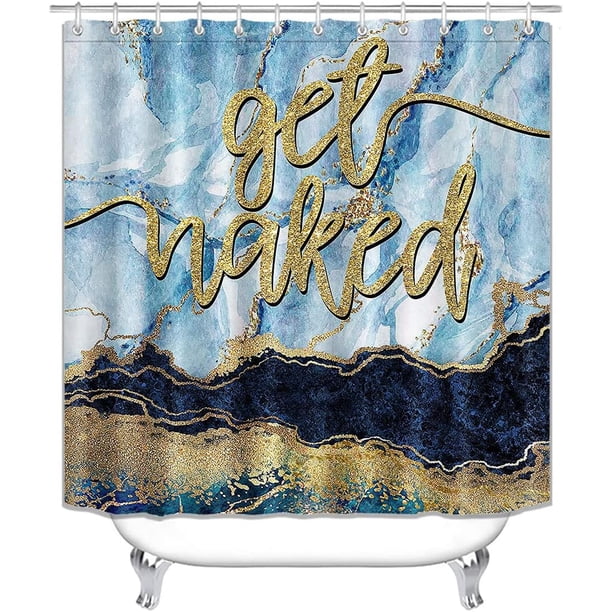 Sonernt Get Naked Marble Shower Curtain 60x72inch, Luxury Gold Glitter