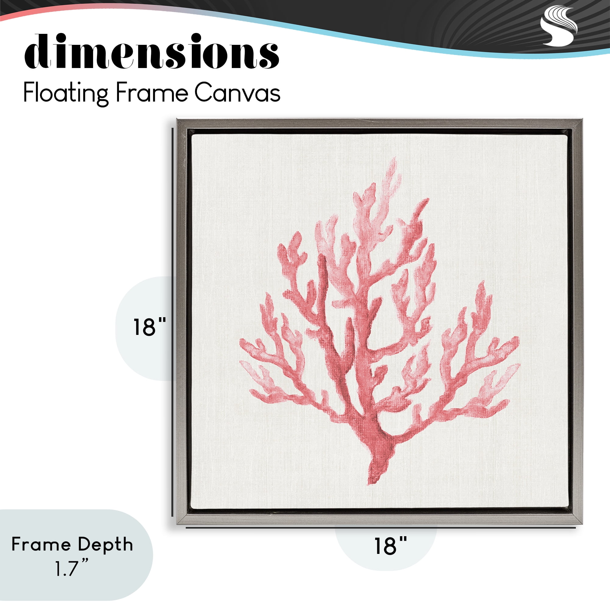 Stupell Industries Muted Pink Coral Branch Gray Framed Floater Canvas Wall Art, design by Janet Tava