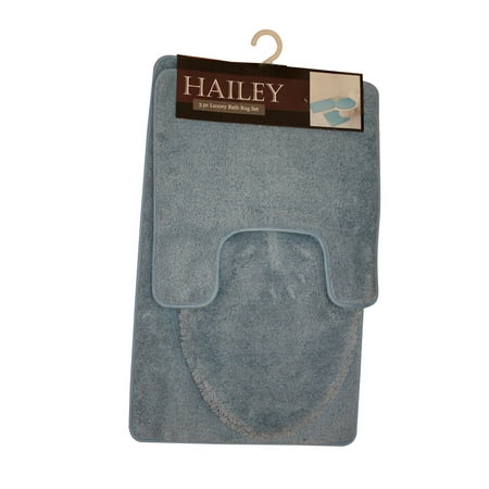 Bath Functional 3 Light - Kashi Home RS022485 18 x 30 In. Hailey 3 Piece Bath Mat - Light Blue