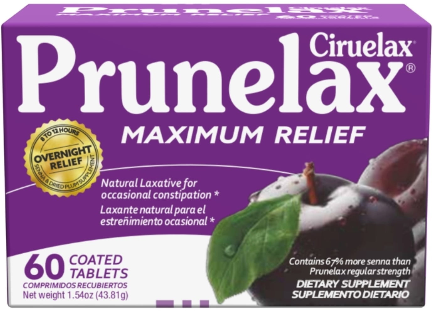 Prunelax Ciruelax Laxative Dietary Supplement Coated Tablets Maximum