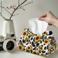 thumbnail image 2 of ZUXONGSY Cow Print Sunflower Tissue Box Cover Rectangular PU Long Tissue Box Cover Full Coverage Design Tissue Pouch with Buckle Stylish Tissue Box for Home Bathroom Car, 2 of 7