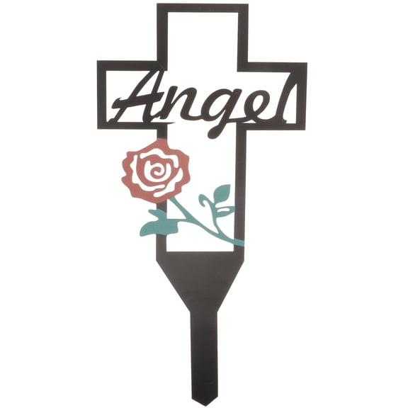 Jiyike Memorial Cross Stake Metal Memorial Cross Garden Stake Grave Cemetery Stake Decoration