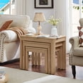 thumbnail image 4 of Joaxswe Farmhouse Nesting Tables Set of 3 – Living Room Table Set with Rounded Corners & Thickened Legs, Natural, 4 of 9