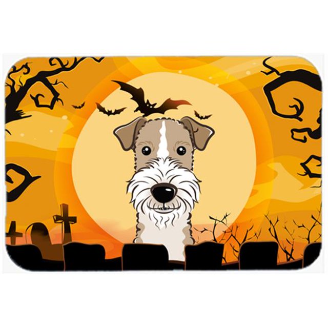 Halloween Wire Haired Fox Terrier Kitchen & Bath Mat, 20 x 30