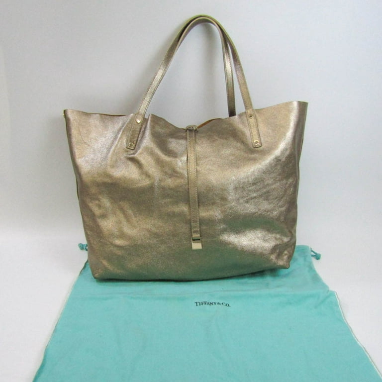 Authenticated Used Tiffany Reversible Women's Leather,Suede Tote Bag Gold 