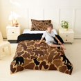 thumbnail image 2 of Castle Fairy Camo Bear Silhouette Twin Comforter Sets 2pcs,Vintage Camouflage Animal Bedding Set,Tan Dark Brown,Black Reversible,1 Comforter and 1 Pillowcase, 2 of 6