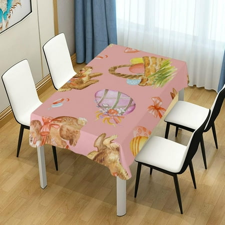 

Hidove Easter Bunny Egg Rectangle Tablecloth Spill-Proof Polyester Table Cloth Table Cover for Kitchen Dining Picnic Holiday Party Decoration 54x72 Inch