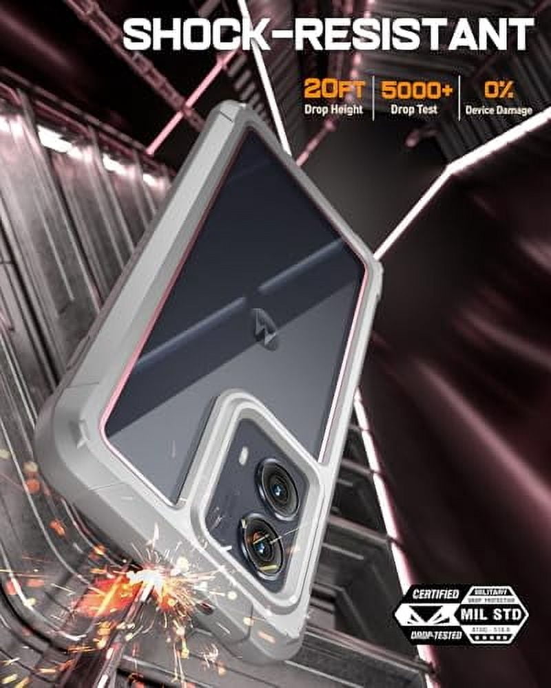 Poetic Guardian Case for Motorola Moto Edge 2024 [Not for 2023 Version], Full Body Cover with Built-in Screen Protector, Pink/Clear