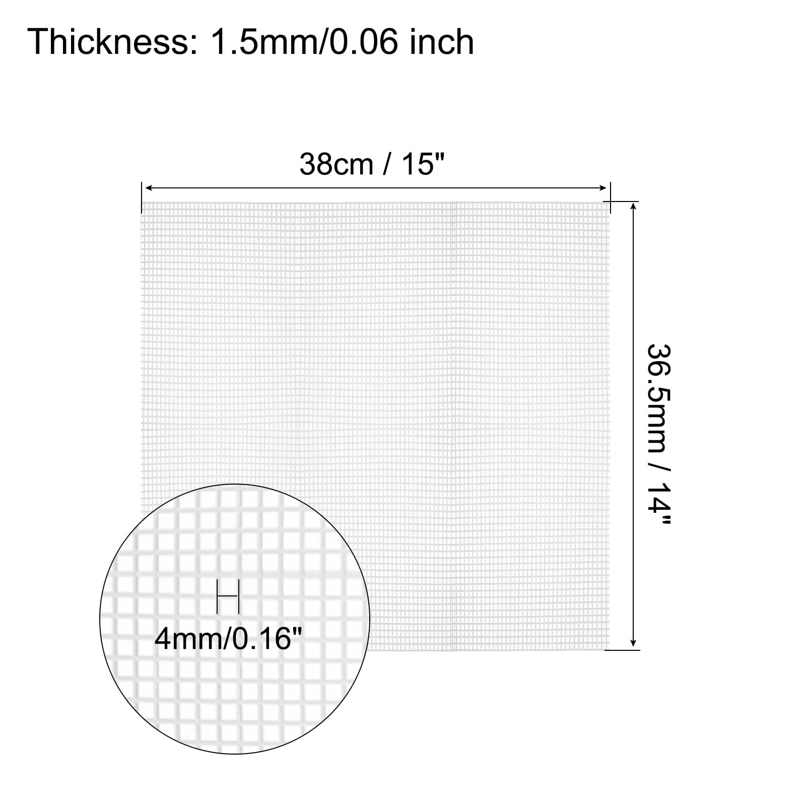 Plastic Mesh Canvas Sheet 38x36.5cm/15x14inch White Blank Canvas Rectangle 4mm Hole for Embroidery, Pack of 4