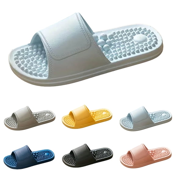 Modstep Men Women Acupressure Massage Slippers Summer Non Slip Quick Drying Bathroom Slide Sandals Indoor Flat Shower Shoes size 8.5 Black