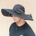 thumbnail image 6 of Clearance Saving Hat with Fans Solar Power - Solar Powered Fan Hat for Men - Wide Brim Sun Hat with 3 Solar Fan Outdoor Fishing Hiking Camping (Black), 6 of 7