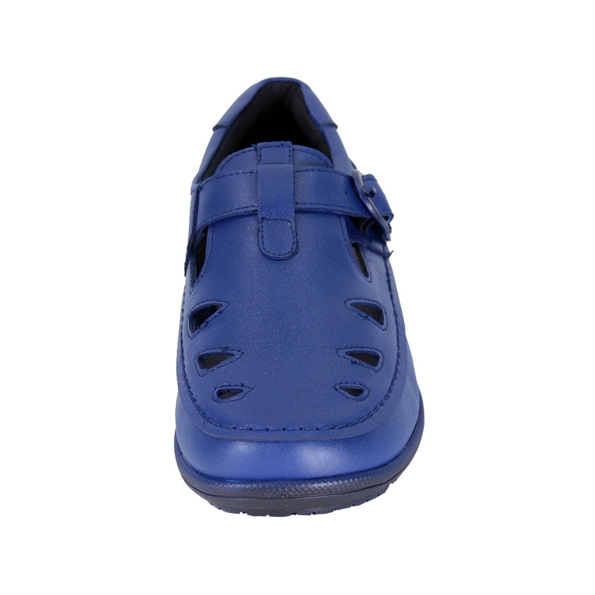 24 HOUR COMFORT Annette Women Wide Width Casual Leather Loafer with Adjustable Buckle Strap NAVY 12