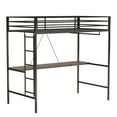 thumbnail image 3 of Aukfa Metal Twin Loft Bed with Built-in Desk and Closet Rod for Kids Teens, Black, 3 of 8