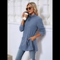 thumbnail image 4 of Camisas de Larga para Mujer, Blusas Túnica Casuales de Cuello Alto Azul L, 4 of 10