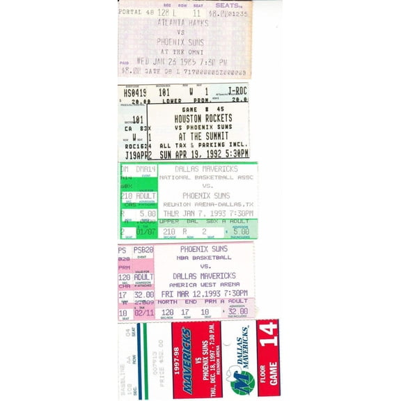Phoenix Suns 5 vintage ticket stubs (Charles Barkley)
