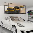 thumbnail image 1 of 3x6ft Overhead Garage Storage Rack, Heavy duty metal garage ceiling storage rack, 22''-40" Adjustable Ceiling Dropdown, 450lbs Loading Weight Capacity, Black, 1 of 7